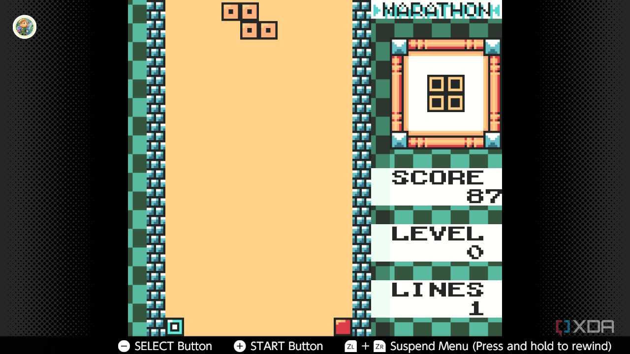 Screenshot of Tetris DX for the Game Boy Color on the Nintendo Switch Online service