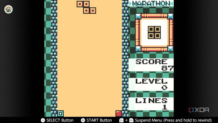 Screenshot of Tetris DX for the Game Boy Color on the Nintendo Switch Online service