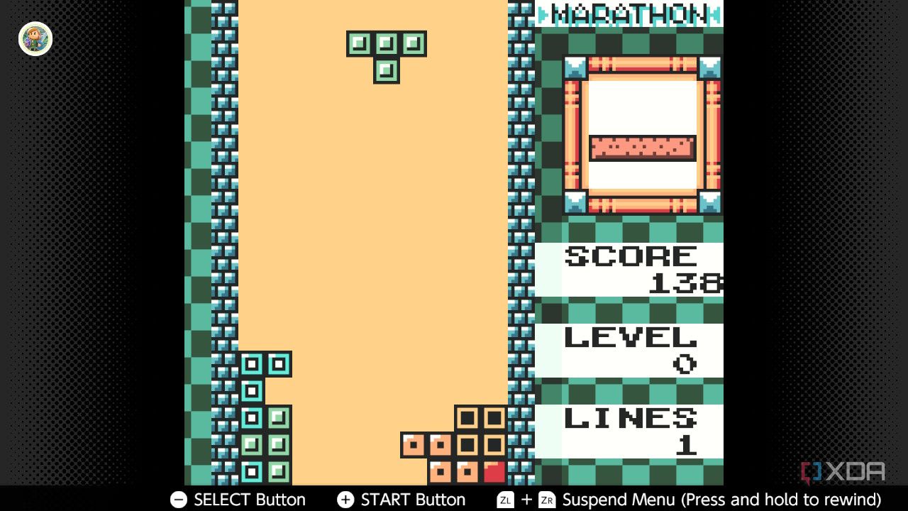 Screenshot of Tetris DX for the Game Boy Color on the Nintendo Switch Online service