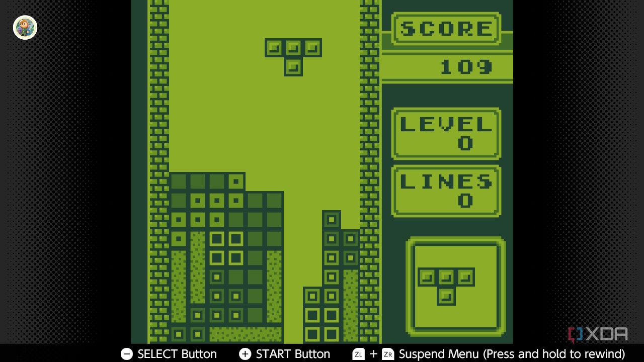 Screenshot of Tetris for the Game Boy on the Nintendo Switch Online service