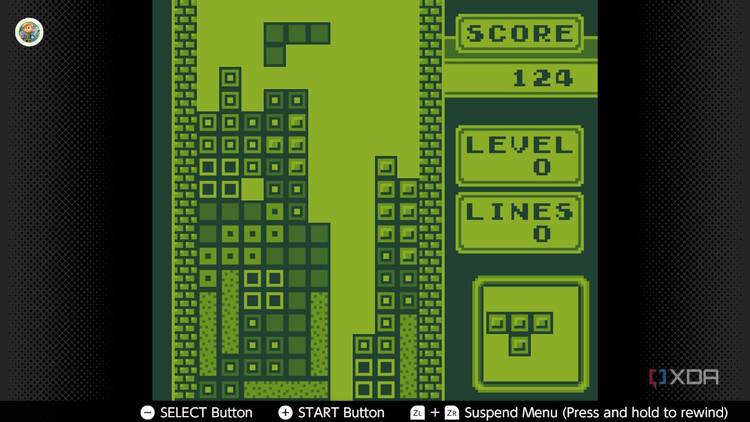 Screenshot of Tetris for the Game Boy on the Nintendo Switch Online service
