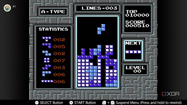 Screenshot of Tetris for the NES on the Nintendo Switch Online service
