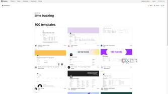 Time tracking templates on Notion's marketplace