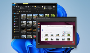 Screenshot of Windows 11 running Ubuntu in VM. The host PC and the VM both are showing the same folder in OneDrive