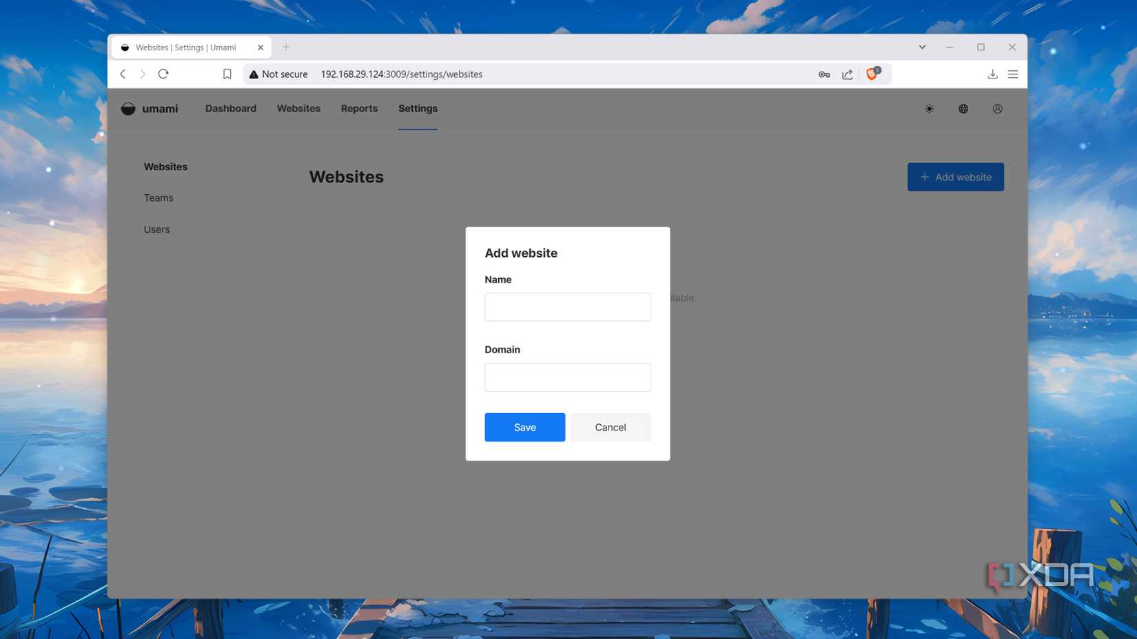 Adding a website to Umami