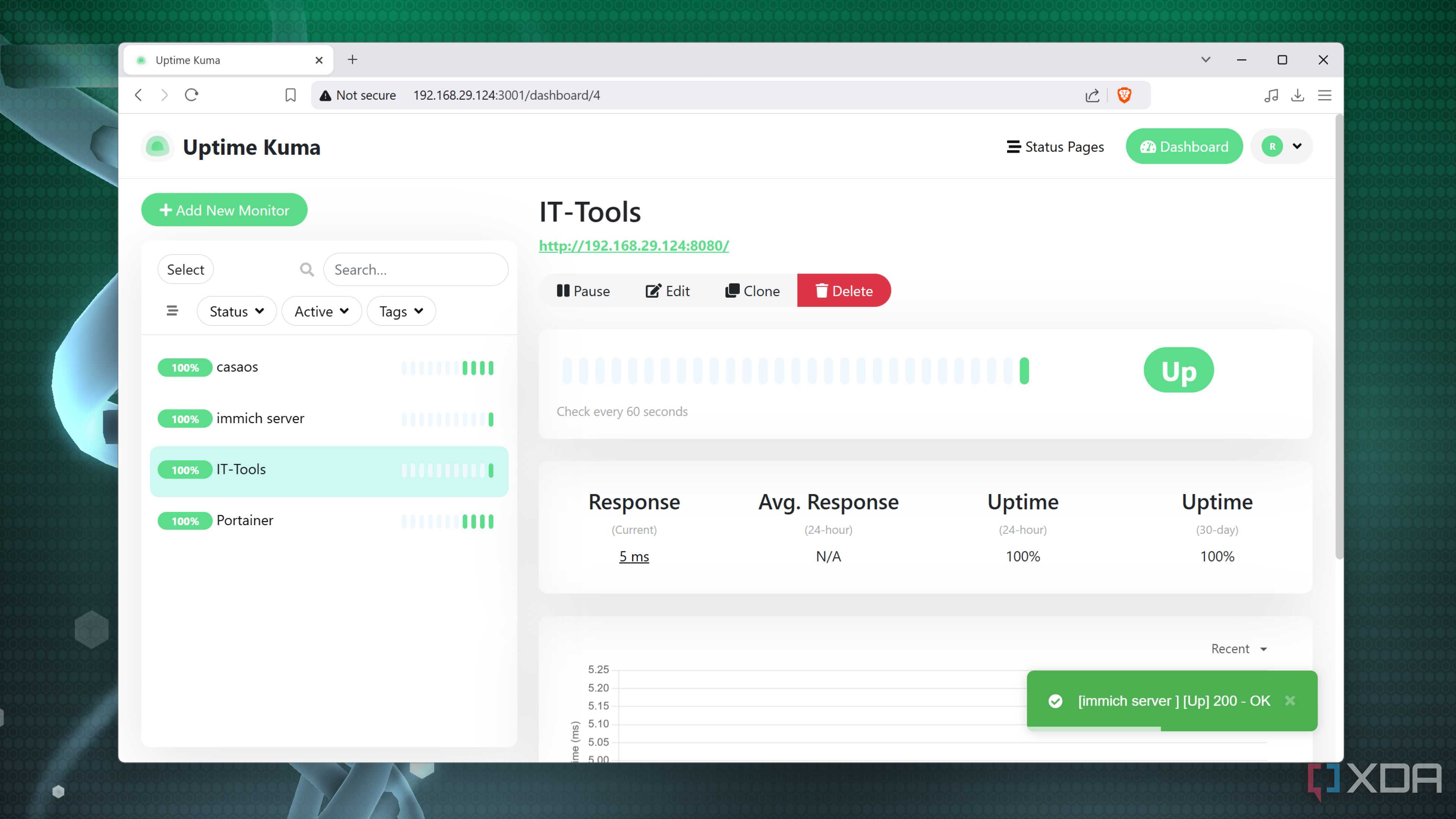 Monitoring the IP-Tools container on Uptime Kuma
