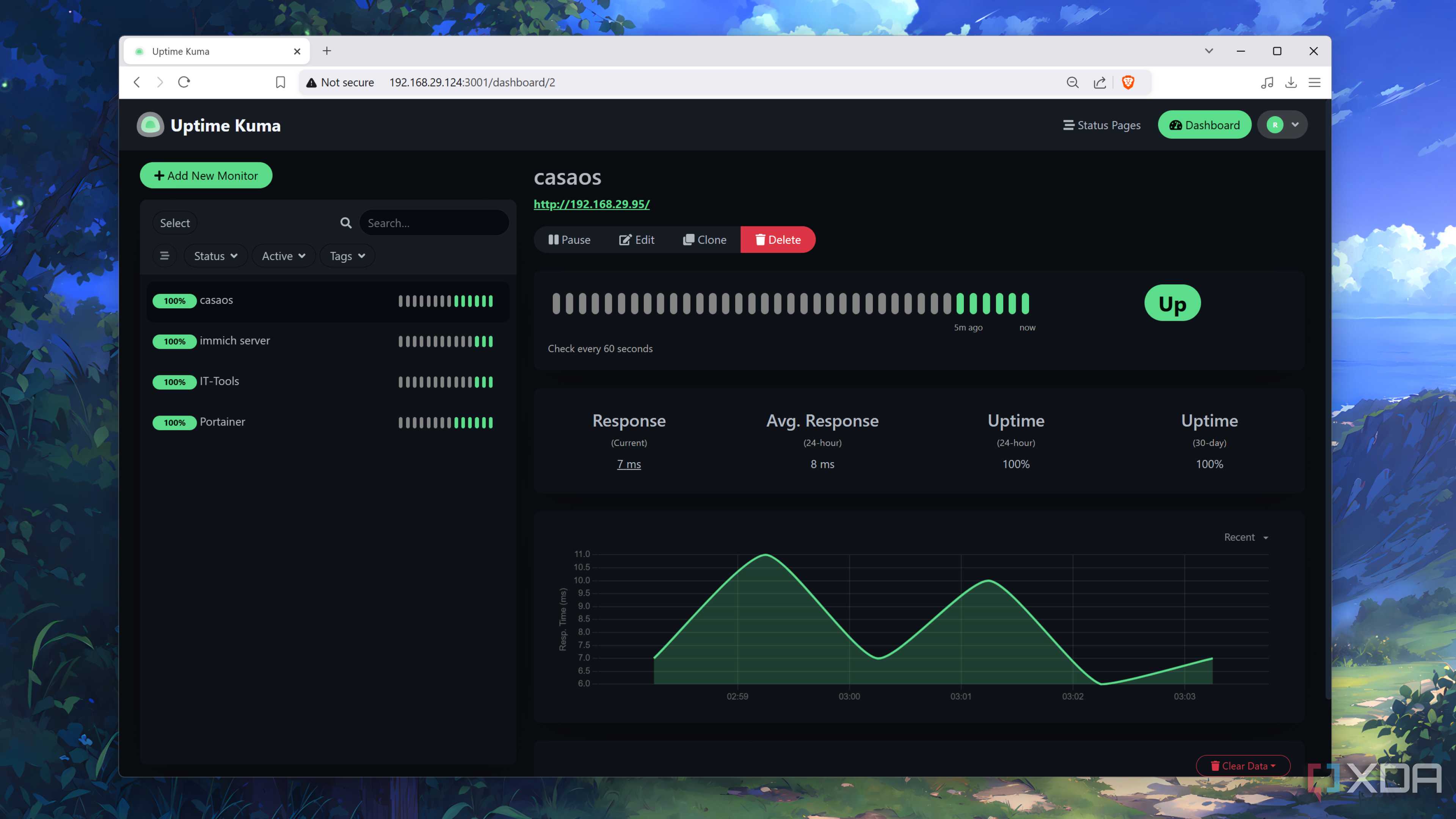 Monitoring a CasaOS container in Uptime Kuma