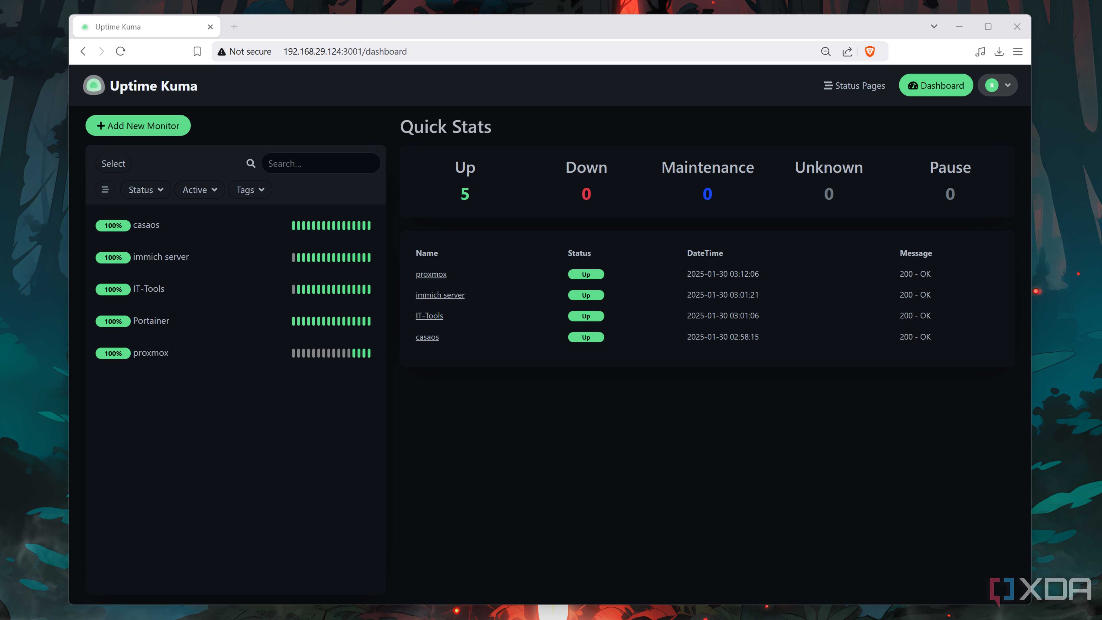 Monitoring containers in Uptime Kuma