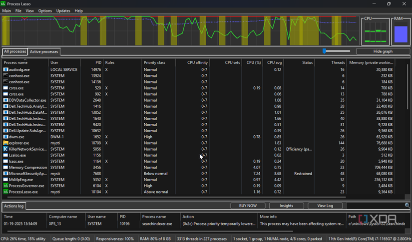 Project Lasso Code 6 features Process Lasso has that the default Windows Task Manager doesn't