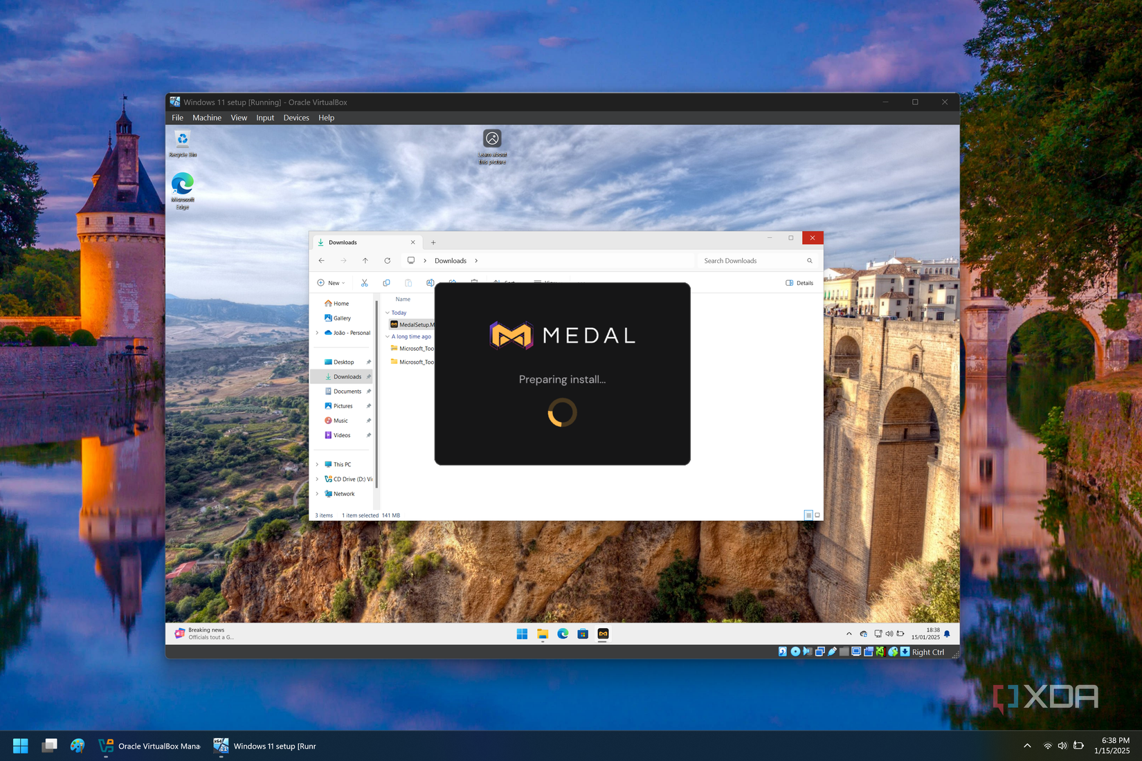 Screenshot of Windows 11 running inside a VM and installing a program