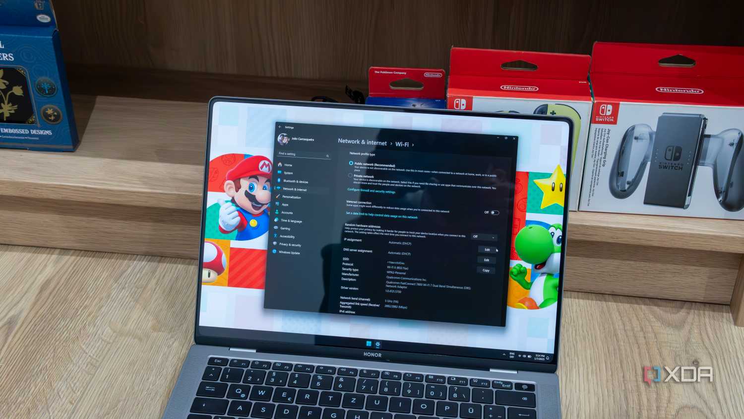 A Windows 11 laptop showing the properties of a Wi-FI network