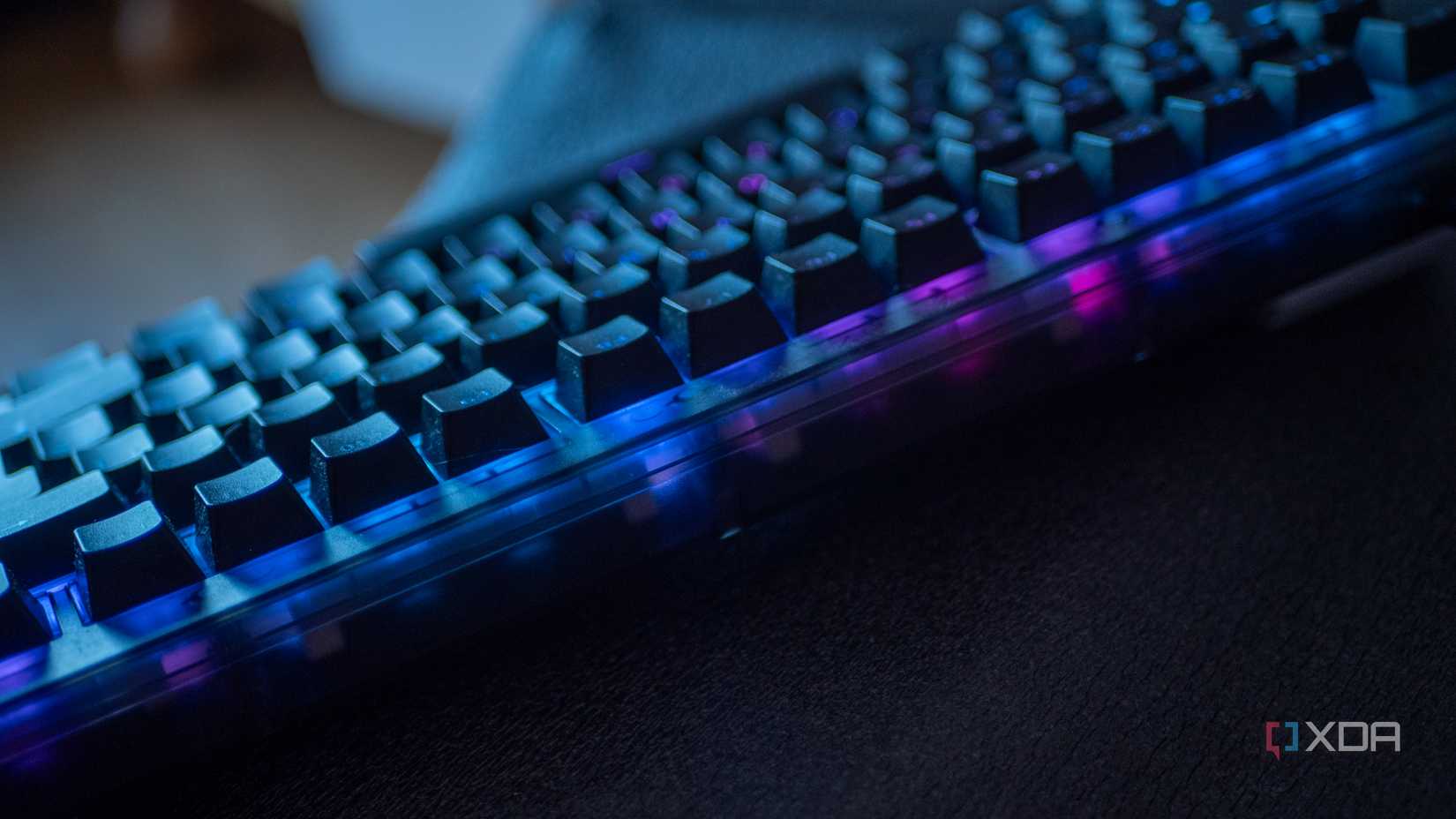 Gaming keyboard with transparent RGB