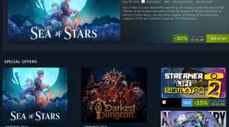 Screenshot of the indie store page in the Steam software.