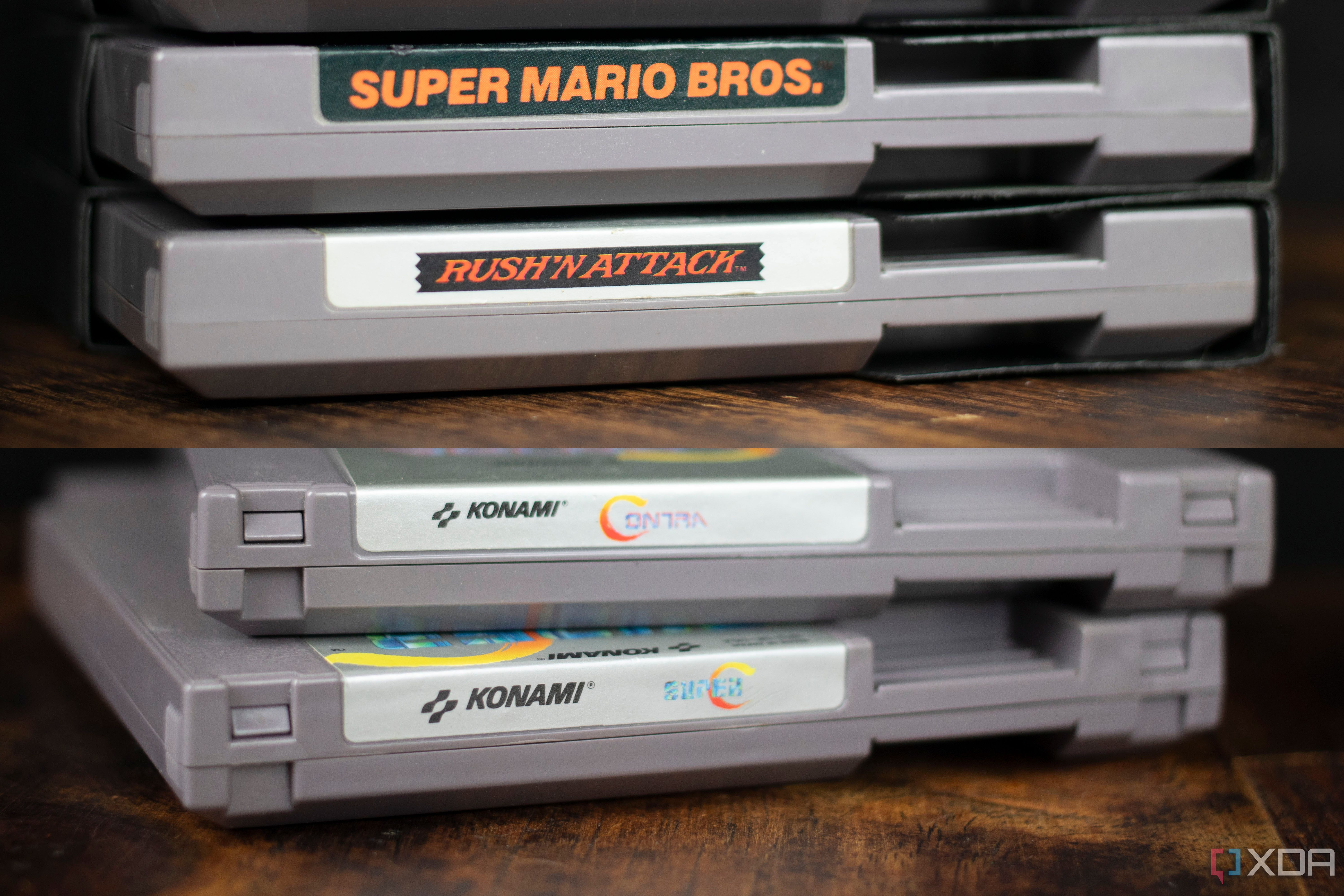 NES cartridges with and without tabs comparison