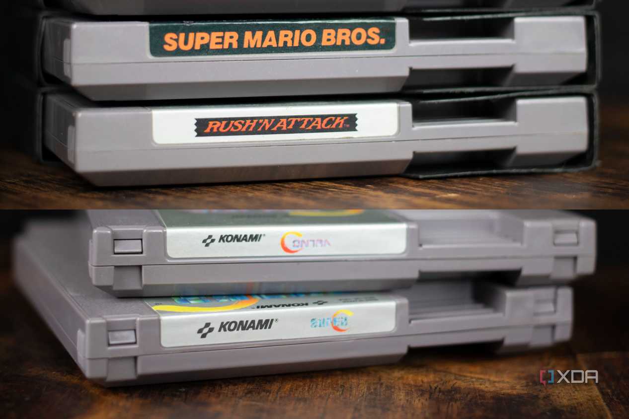 NES cartridges with and without tabs comparison