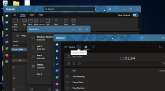 screenshot showing different options in the new Outlook app on Windows 11