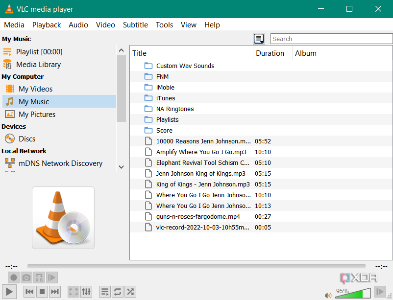 screenshto of VLC running to play my playlist