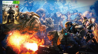 Gears soldiers fighting locusts