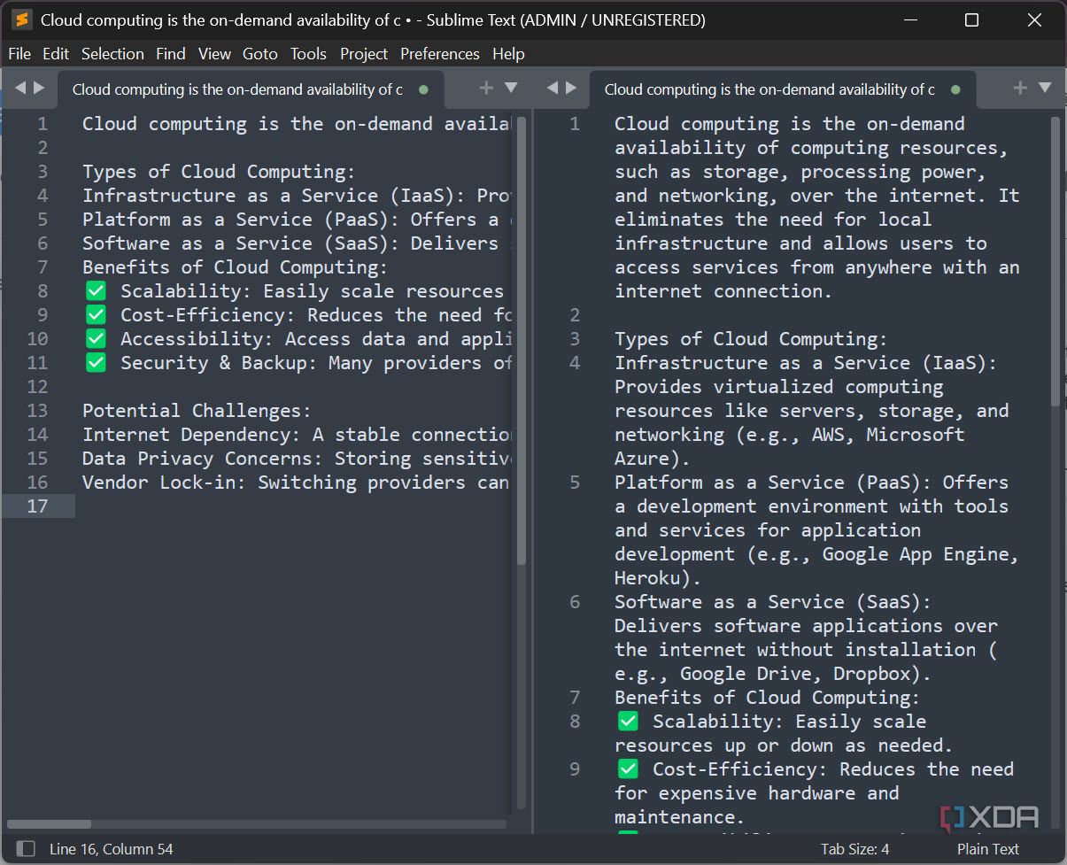 2 column view Sublime Text