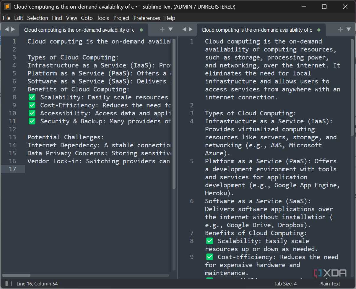 2 column view Sublime Text