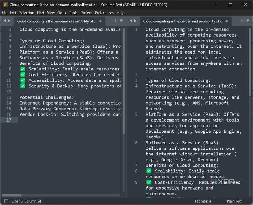 2 column view Sublime Text