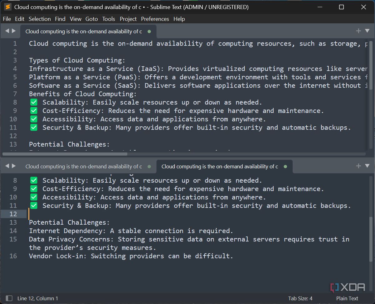 2 rows view Sublime Text