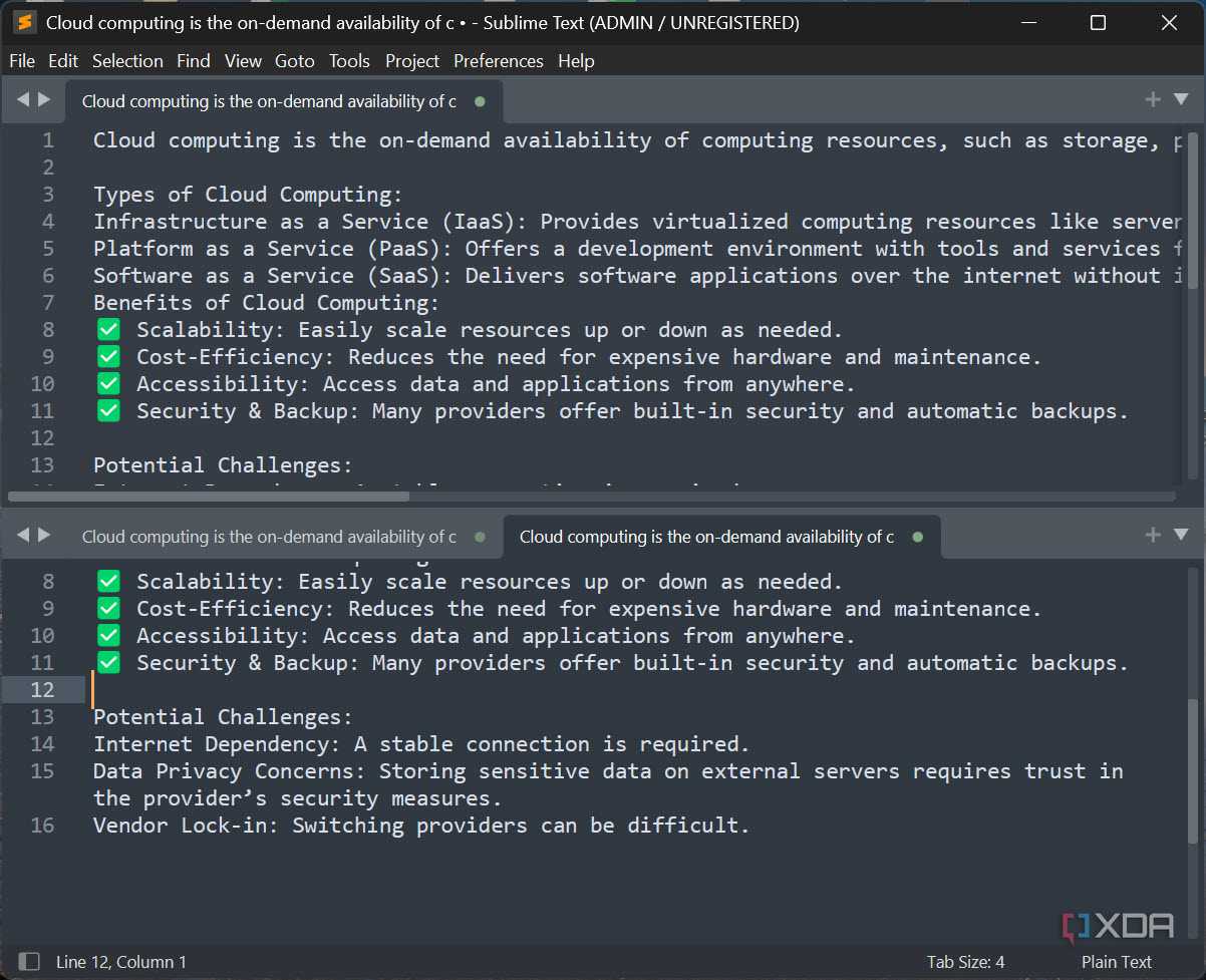 2 rows view Sublime Text