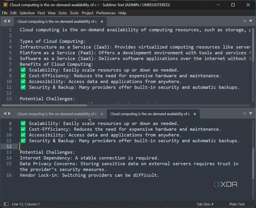 2 rows view Sublime Text