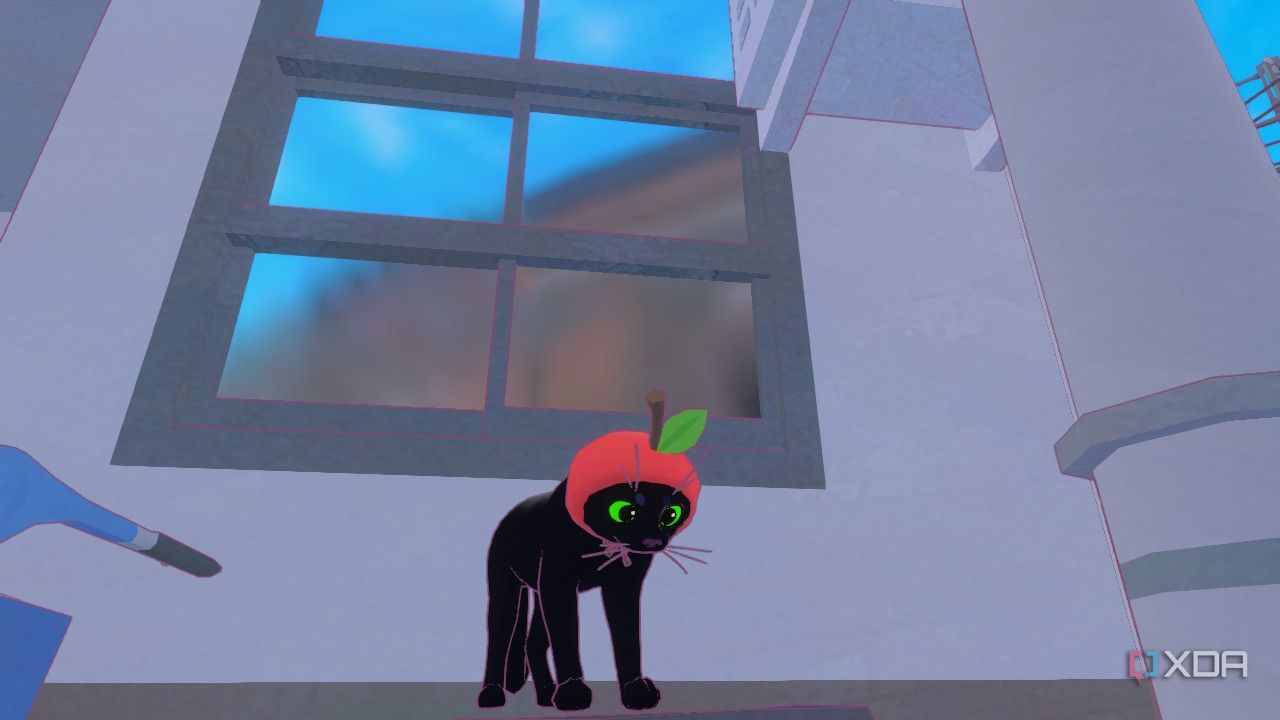 Black cat wearing a strawberry hat in Little Kitty, Big City