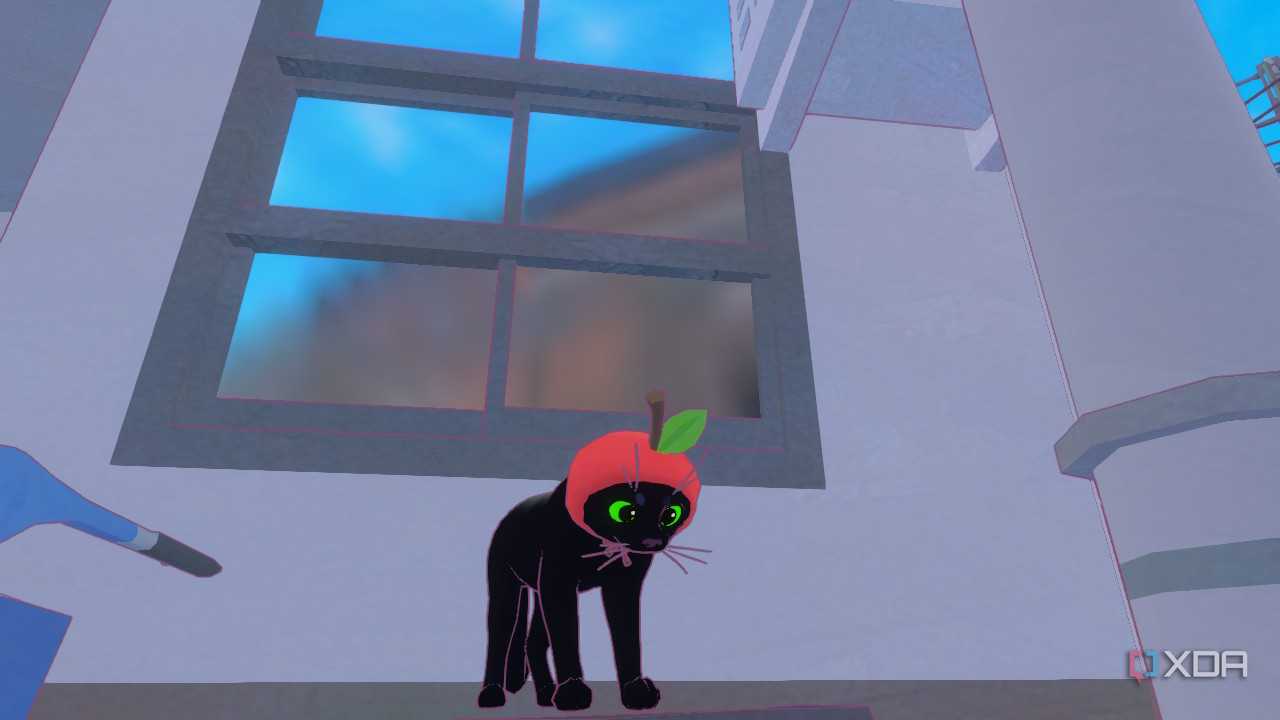 Black cat wearing a strawberry hat in Little Kitty, Big City