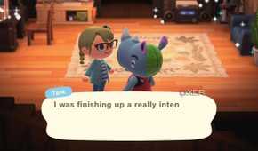 Avatar talking with Rhino character in Animal Crossing: New Horizons