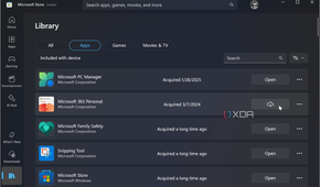 showing Microsoft Store app library available updates