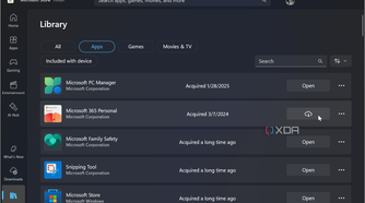 showing Microsoft Store app library available updates