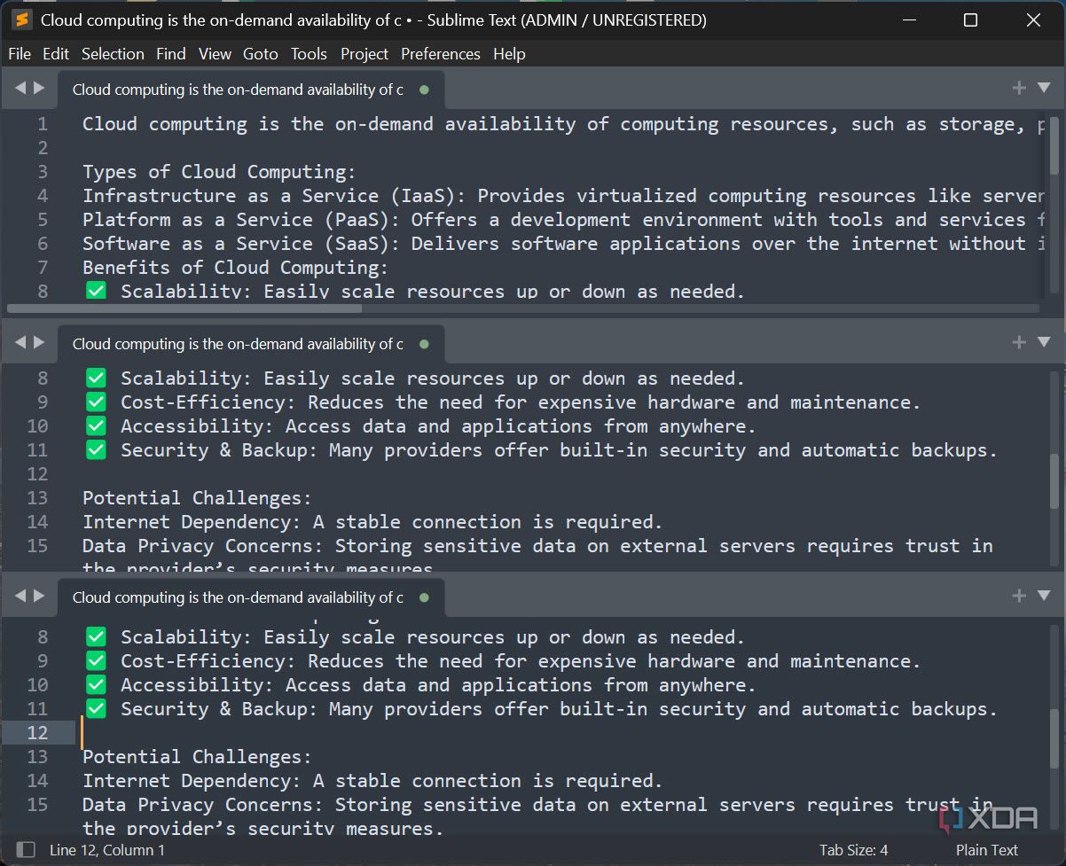 3 rows view Sublime Text
