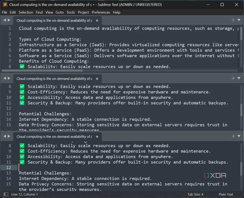 3 rows view Sublime Text