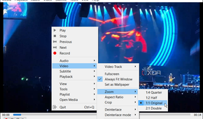 screenshot shows managing video palying options including zoom