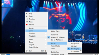screenshot shows managing video palying options including zoom