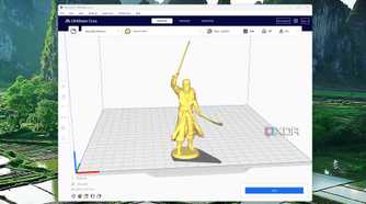A 3D model of a character openned in Cura slicer