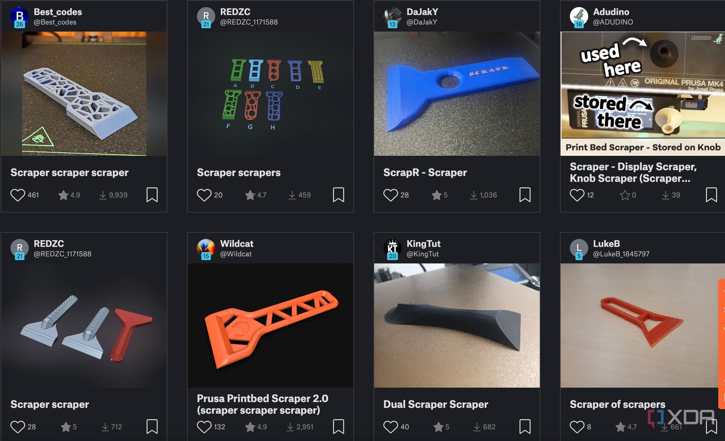 3D printer scrapers