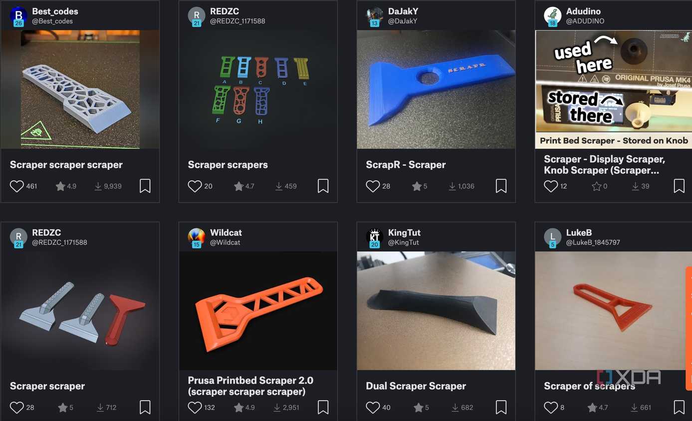 3D printer scrapers