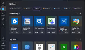 screenshot showing utilities in apps section of Microsoft Store