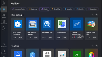 screenshot showing utilities in apps section of Microsoft Store
