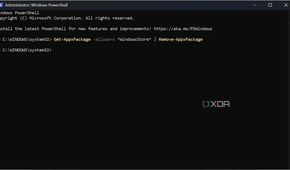 Shows PowerShell script to uninstall the Microsoft Store on Windows 11