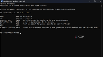 shows get local users accounts and account types in PowerShell