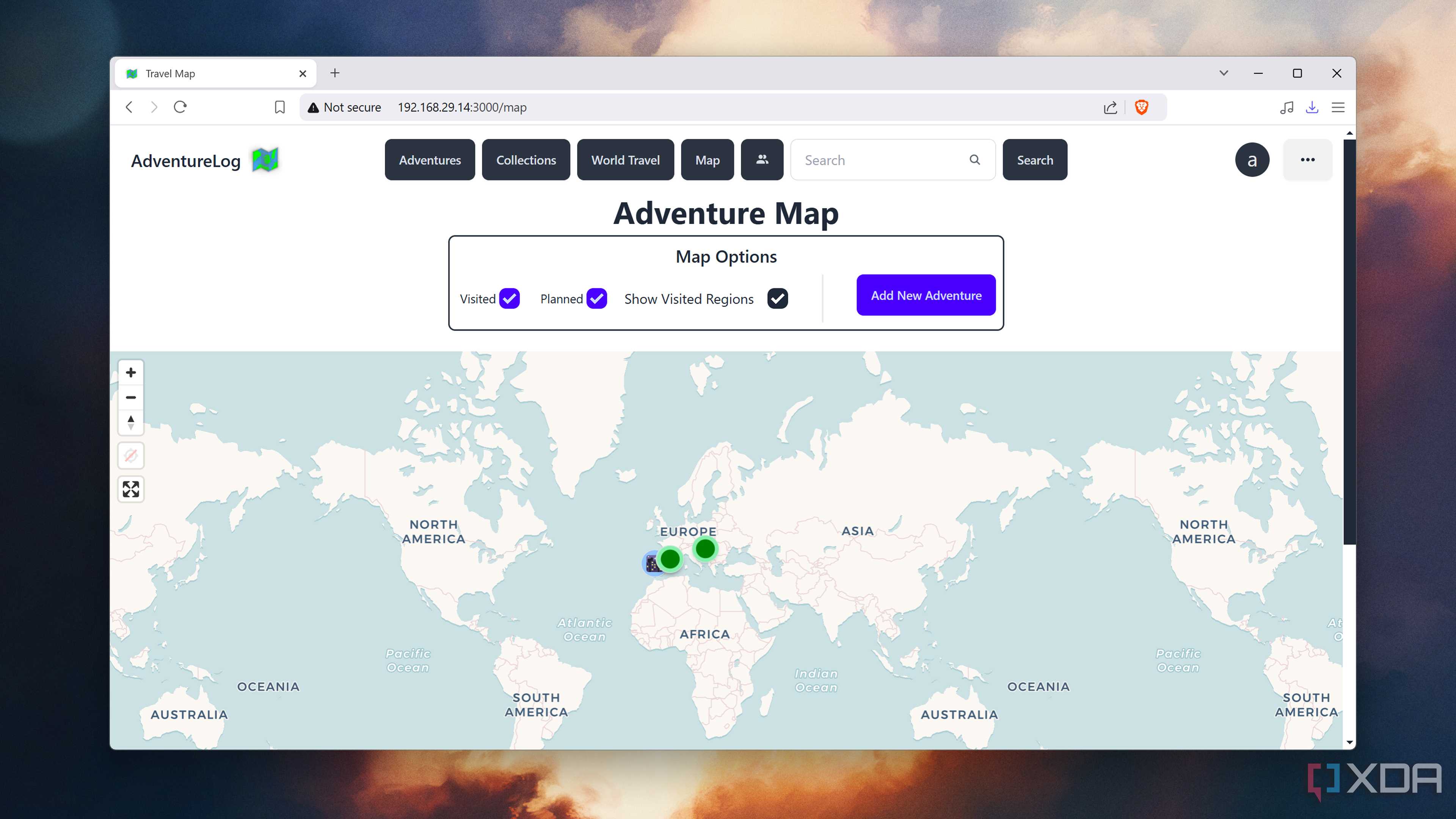 Checking the Map in AdventureLog