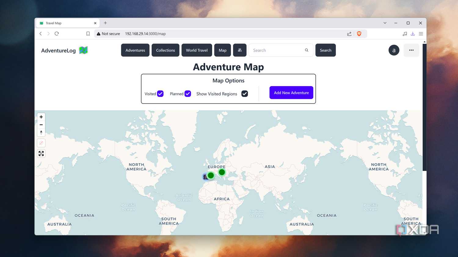Checking the Map in AdventureLog