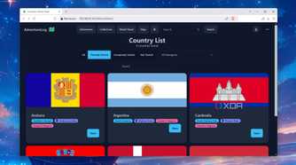 The Country List in AdventureLog