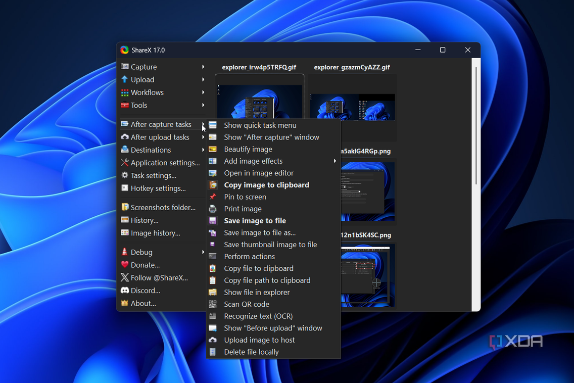 after capture tasks settings in sharex