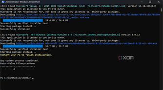 PowerShell Script for app updates displaying restart system message