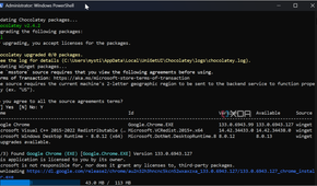 shows app update PowerShell script running on Windows 11